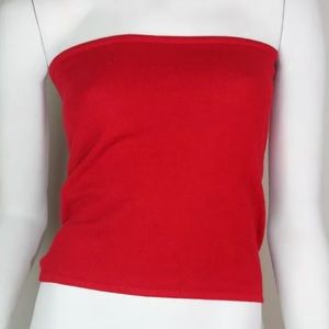 Bergdorf Goodman Red Cashmere Sleeveless Tube Top